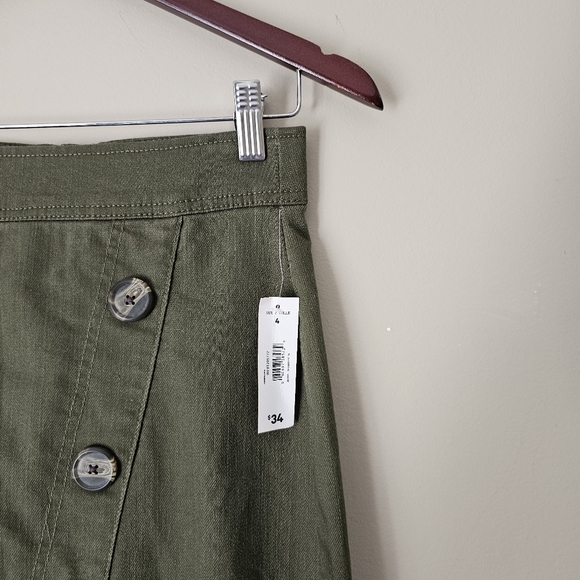 JOE FRESH | NWT Green Cargo Button Detail Midi Skirt - size 4 - Picture 4 of 5